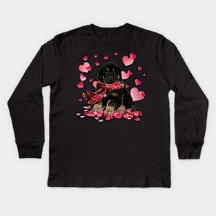 Tibetan Mastiff Hearts Love Happy Valentine's Day Kids Long Sleeve T-Shirt